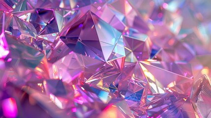 Crystal abstract background, iridescent texture, faceted gem. 3D rendering... - obrazy, fototapety, plakaty