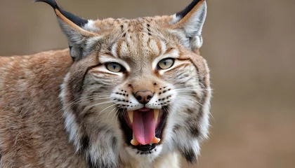 Wandaufkleber A-Lynx-With-Its-Tongue-Out-Licking-Its-Fur-To-Cle- © Mahreen