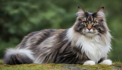 Naklejka na ściany i meble A-Majestic-Norwegian-Forest-Cat-With-Fluffy-Fur-