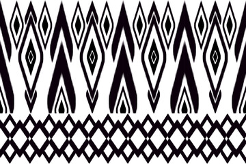 Black motif ethnic ikat seamless pattern. Print striped ornament floral. Fabric pattern for silk.