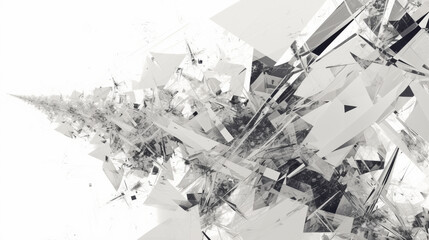Abstract monochrome geometric explosion fractal art - 782156077
