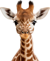 giraffe head isolated on white or transparent background,transparency 
