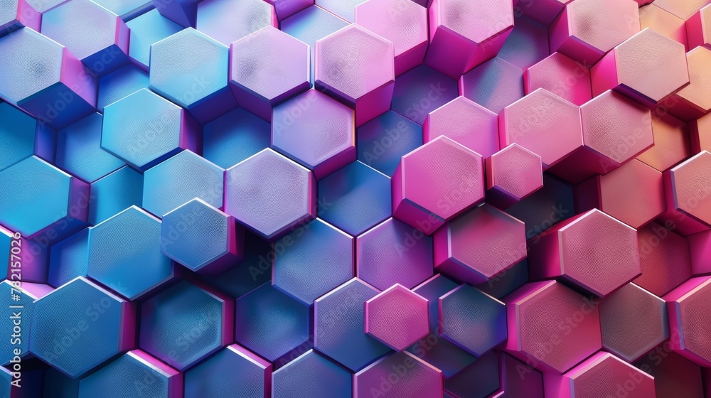 Poster 3D abstract hexagonal background.