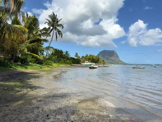 Cercles muraux Le Morne, Maurice View of Le Morne Brabant mountain from La Gaulette, Mauritius