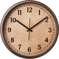 brown wooden clock isolated on white or transparent background,transparency 