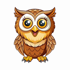 Fototapeta premium A Cartoon Style Happy Owl Smiling. Best for Story Book and T-Shirt Design