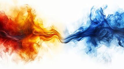 A blue and red flame, with the blue flame being larger than the red one - obrazy, fototapety, plakaty