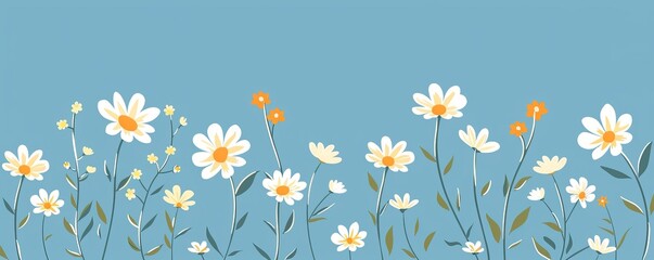 Fototapeta na wymiar Bright, minimalist cartoon of a daisy chain, representing friendship and peace, on a clean background