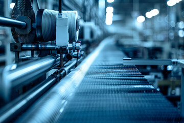 Modern Automated Textile Production Line in Industrial Factory