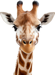 giraffee head isolated on white or transparent background,transparency