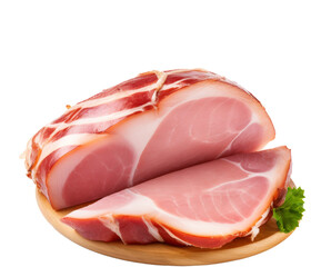 Smoked ham isolated on white or transparent background,transparency