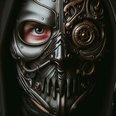 Sinister Black Mask Shrouding the Face in Mystery