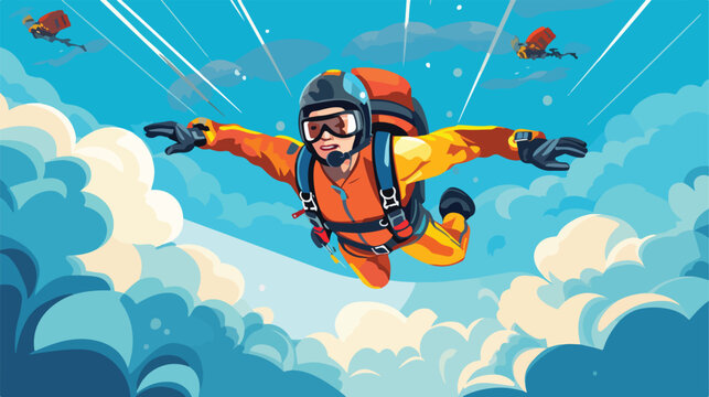 Skydivers extreme sport and lifestyle vector illust