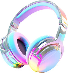 holographic headphone isolated on white or transparent background,transparency