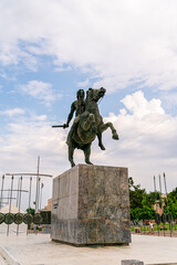 Thessaloniki, Greece. Alexander the Great Statue. The monument was erected in 1973 thanks to voluntary donations. Summer day