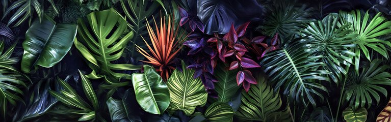 Various of beautiful tropical floral plant decoration.botany greenery in luxurious style.beautiful leaves nature wallpaper design background.