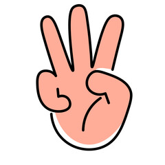 isolated colored linear icon hand gesture in doodle style in vector. icon template for app logo sticker poster print design
