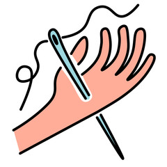 isolated colored linear icon hand gesture in doodle style in vector. icon template for app logo sticker poster print design