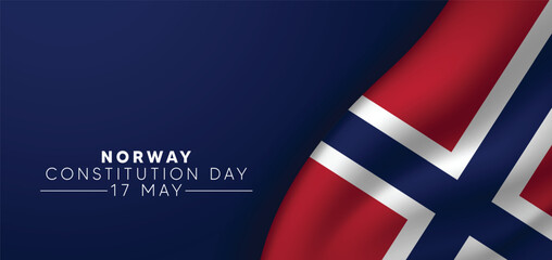 Norway Constitution Day 17 May waving flag vector poster - obrazy, fototapety, plakaty