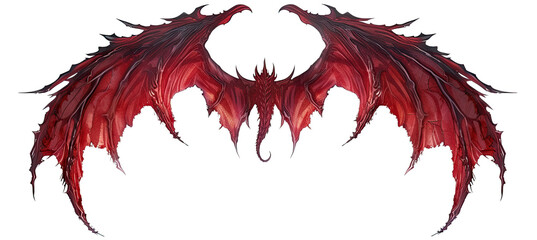 Red Demon Wings. Evil. Isolated on white background