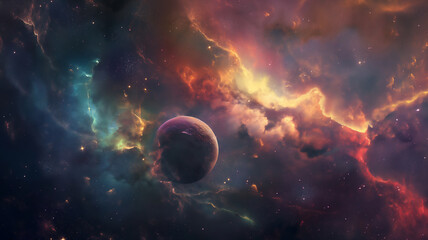 Obraz na płótnie Canvas Dwarf planet with a nebula in space
