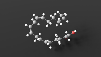 gamma-linolenic acid molecular structure, omega-6, ball and stick 3d model, structural chemical formula with colored atoms