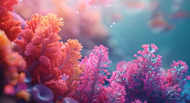Precious coral reefs on a blurred underwater scene, marine wonder