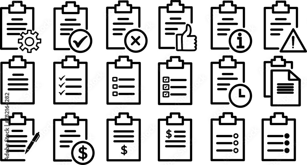 Poster clipboard icons set. replaceable vector design.