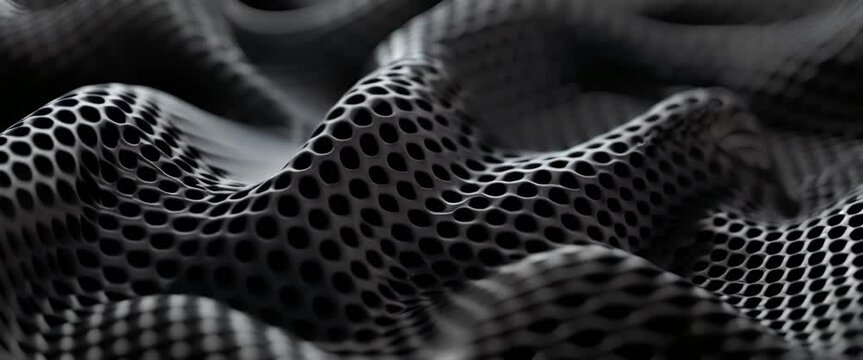 A black and grey metal surface with a bumpy, wave-like texture.