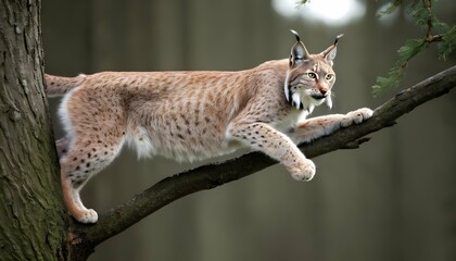 Naklejka na ściany i meble A-Lynx-Climbing-A-Tree-With-Agility-And-Grace-