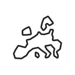 Europe Map Icon. Line Vector Illustration of EU Geographic Boundaries and Member States.