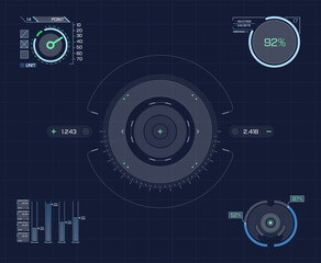 HUD UI for business app. Futuristic user interface HUD and Infographic elements. 
UI, aim hud infographic interface screen monitor radar set web elements
