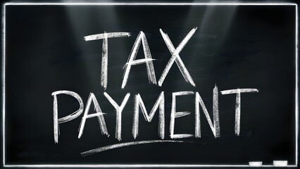 hand writing tax payment due text with chalk  business background - obrazy, fototapety, plakaty
