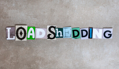 Loadshedding in magazine letters on mottled grey with copy space.
South Africa electricity crises
