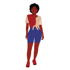 Stylish black woman in elegant art style vector