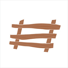 Wooden fence vector clipart. Hand drawn vector illustration Isolated on white background
