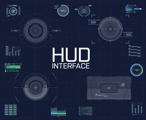 Futuristic user interface HUD and Infographic elements. HUD UI for business app. 
UI, aim hud infographic interface screen monitor radar set web elements