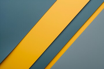 Minimalistic background with yellow and blue diagonal stripes in a flat lay composition