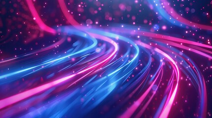 abstract background,Neon lights form an intricate nexus against a dark backdrop ,abstract background with glowing particles, wave flow, digital sound wave
