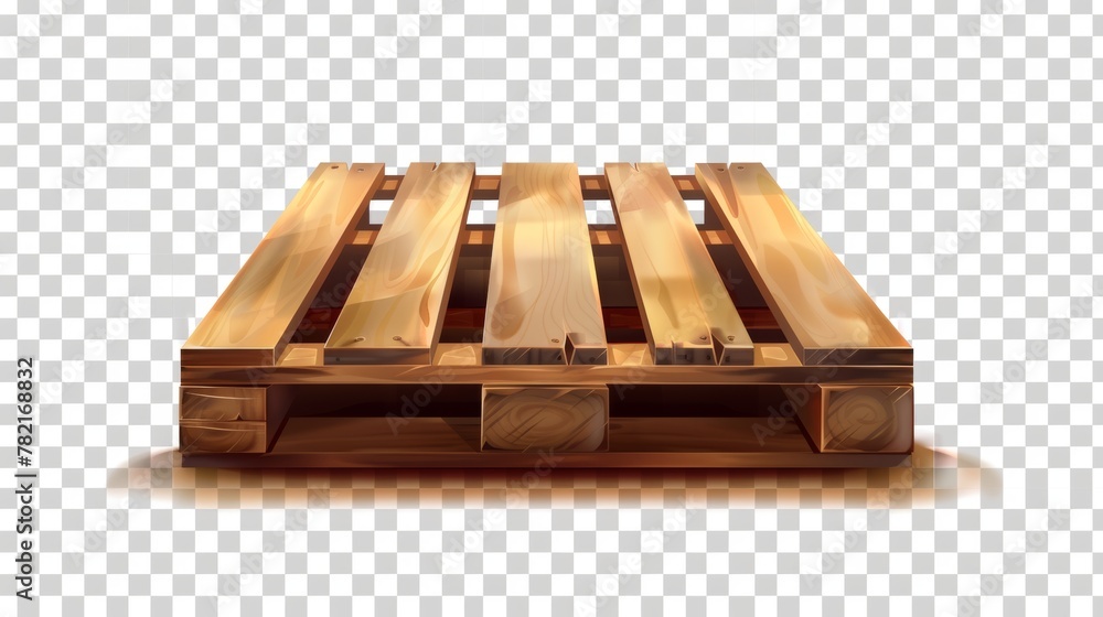 Poster realistic modern illustration of a wooden pallet from front and angle views. trays for loading and t