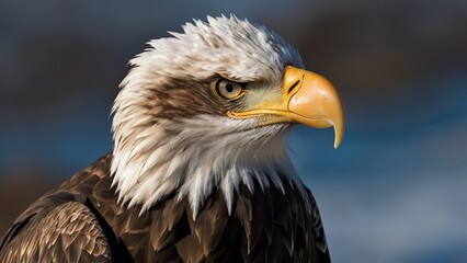 Obraz premium majestic eagle with its sharp gaze locked onto its prey.With talons poised,this bird exudes both grace and the awe-inspiring power of natur