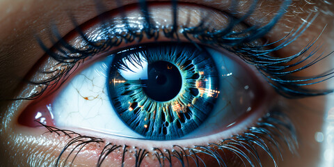 Striking Close-up of a Human Eye with Brilliant Blue Iris