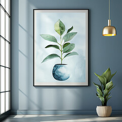 Vibrant watercolor potted plants art