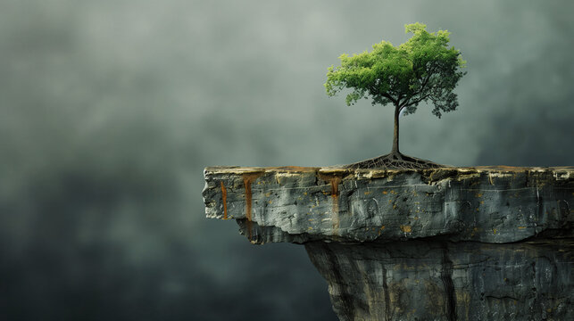 &Aacute;rbol Solitario en Acantilado 