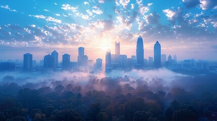 City of Charlotte skyline, urban growth meets Carolina blue - obrazy, fototapety, plakaty