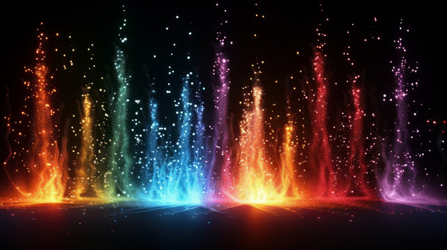 Vivid fireworks explode in a dance of color and light, capturing the magic of celebration and happiness.