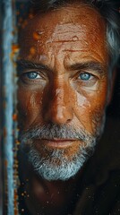 Man middle aged, portrait of life's journey, reflective - obrazy, fototapety, plakaty