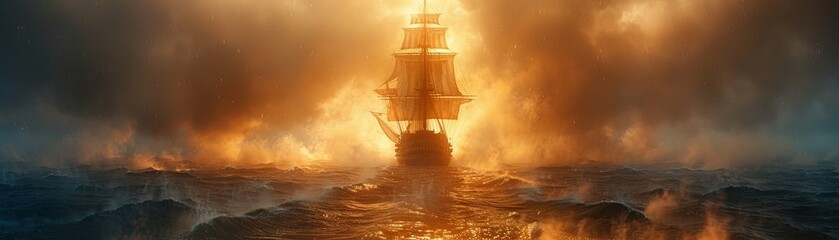 Fototapeta premium Skull and cross bone, danger and pirate lore on the high seas