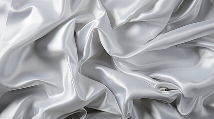 Silky Silver Fabric Draped with Smooth Elegant Folds