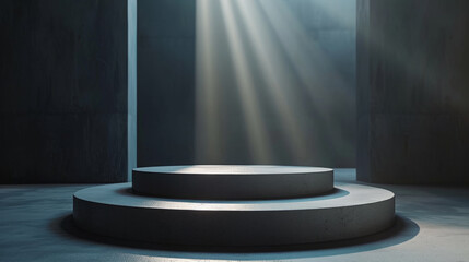 Fototapeta premium Sleek and modern podium stand focused on simplicity to highlight displayed items.